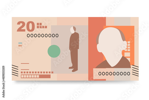 Colombian Peso Vector Illustration. Colombia, Venezuela money set bundle banknotes. Paper money 20 COP. Flat style. Isolated on white background. Simple minimal design.