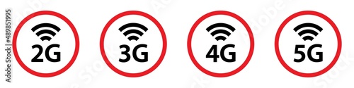 2G, 3G, 4G, 5G, Icon Vector