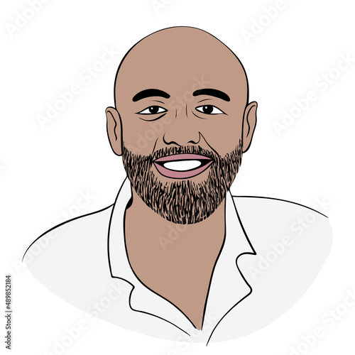 Portrait of a man from Central Asia. A man with a beard. A tanned middle-aged man. Muslim. Isolated on white.
