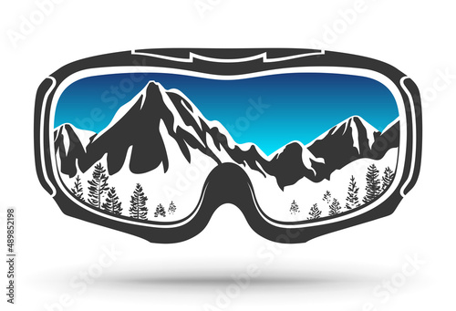 Ski goggles. Snowboard goggles. Logo. Isolated on white.