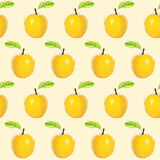 Illustration realism seamless pattern fruit apple yellow color on a light yellow background. High quality illustration