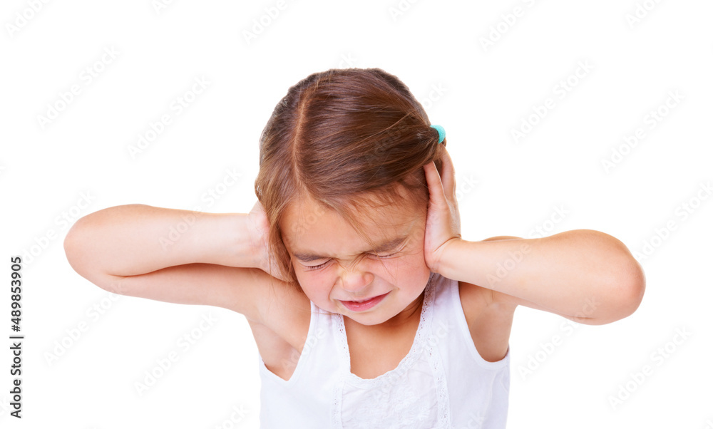 Thats too loud. A little girl covering her ears and closing her eyes. Thats too loud. A little girl covering her ears and closing her eyes.