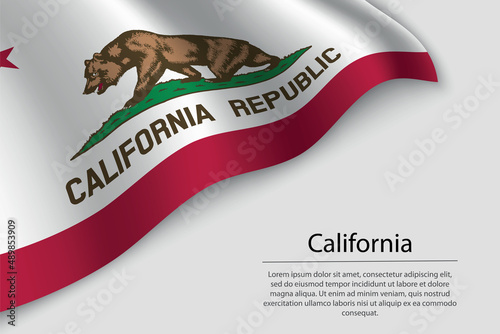 Wave flag of California is a state of United States. photo