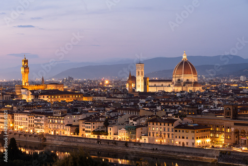 Venice, Italy: Beautiful panoramic view of the Cathedral of Santa Maria del Fiore from Piazza Michelangelo at night © Simon