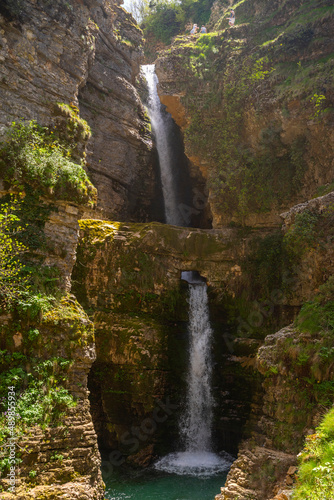 Fototapeta Naklejka Na Ścianę i Meble -  beautiful waterfall with crystal clear water in the Albania