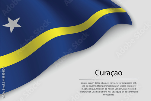 Wave flag of Curaçao is a province of Netherlands. Banner or ribbon