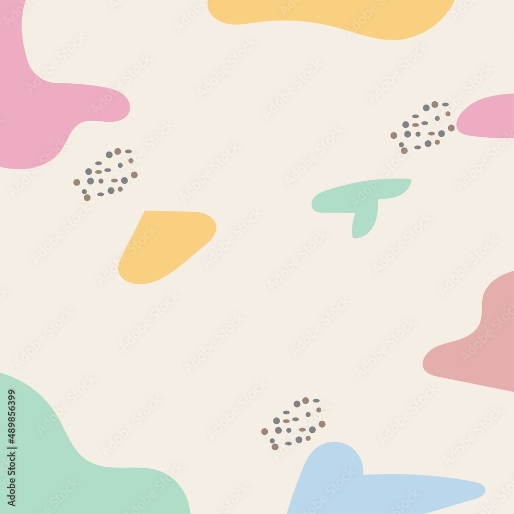 abstract background. Hand drawn various shapes and doodle objects. Modern contemporary trendy vector illustration. Each background is isolated. pastel colors
