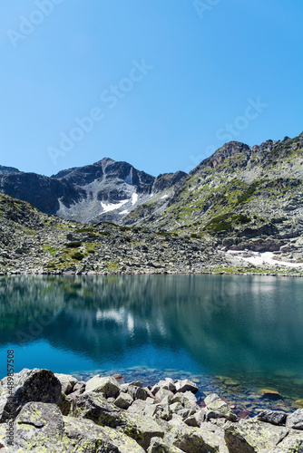 Mountain Landscape with Lake with Blue Water in Rila Mountain, Bulgaria