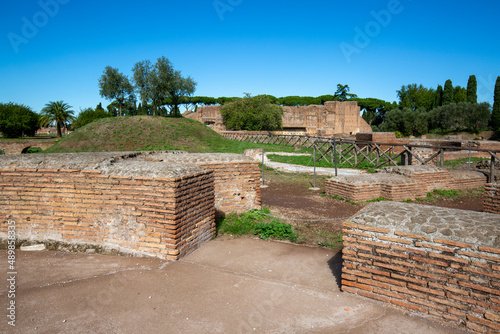 Canvas Print Palatine Hill, view of the ruins of several important ancient  buildings, Rome,