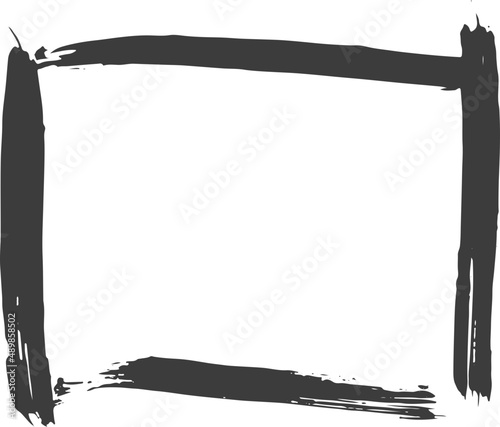 Black ink frame. Grunge paint shape. Hand drawn sketch frame.