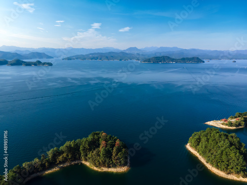 Aerial photography of Hangzhou Qiandao Lake landscape painting