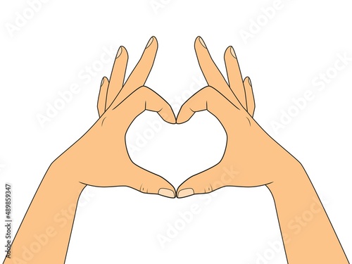Gesture in the shape of a heart. Vector illustration isolated on white background