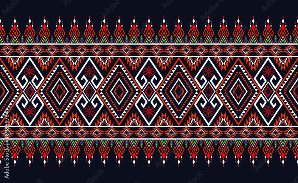 Embroidery designs Oriental geometric ethnic pattern for background or carpet, wallpaper, batik wrapping, curtain design, vector illustration
