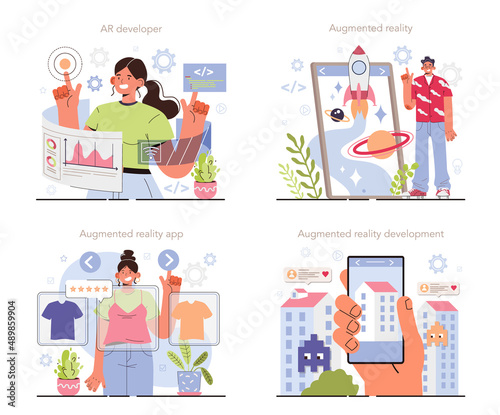 AR developer set. Augmented reality software development. Computer-mediated