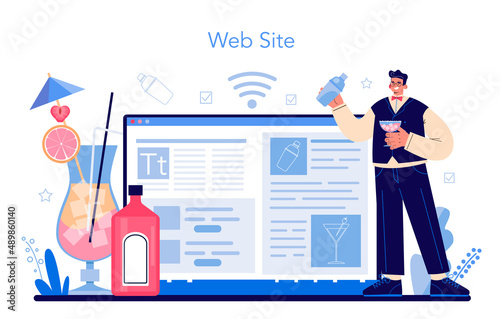 Bartender online service or platform. Barman preparing alcoholic