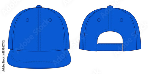 Blank Blue Hip Hop Cap With Adjustable Hook and Loop Strap Closure Template On White Background, Vector FIle