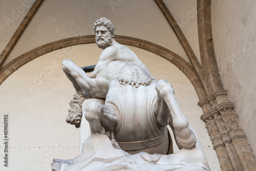 Statue of Hercules killing the Centaur, by Giambologna. Piazza della Signoria in Florence, Italy