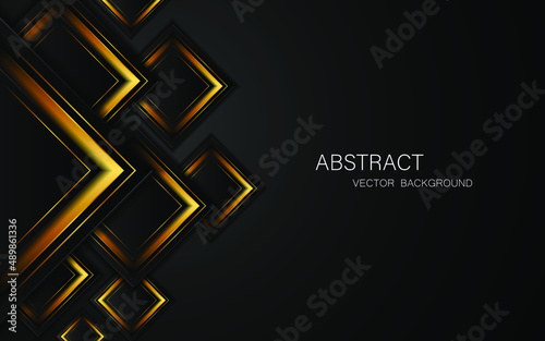 Abstract black and gold square shape with free space for design. modern technology innovation concept background
