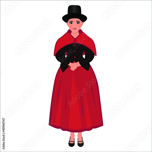 A woman in the national costume of Bolivia. Vector illustration