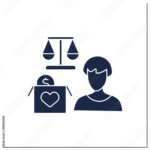 Advocacy charities color icon.Consultation, protection and support from advocates. Law, policy to charitable purpose.Charity concept.Filled flat sign. Isolated silhouette vector illustration