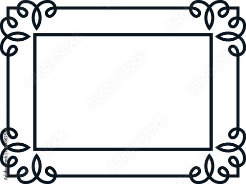 Vector border frame. Background or album page. Simple rectangular horizontal billboard, card, plaque, signboard, sticker or label 