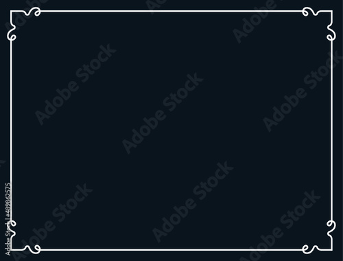 Vector border frame. Background or album page. Simple rectangular horizontal billboard, card, plaque, signboard, sticker or label 