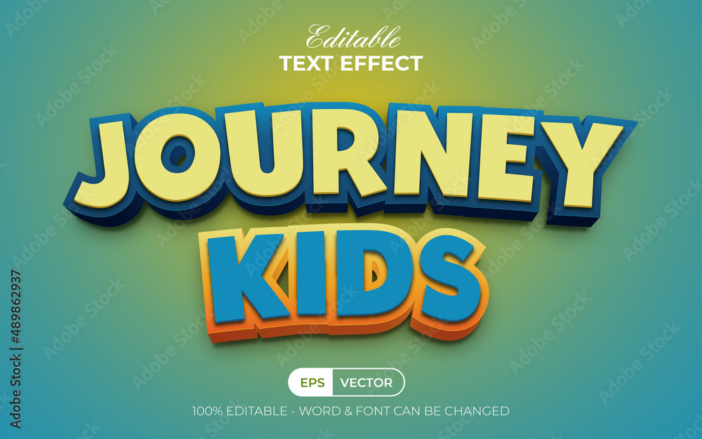 Cartoon text effect journey kids style theme. Editable text effect.