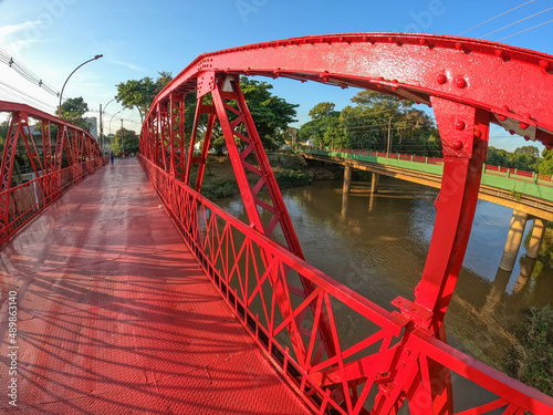 red bridge over river