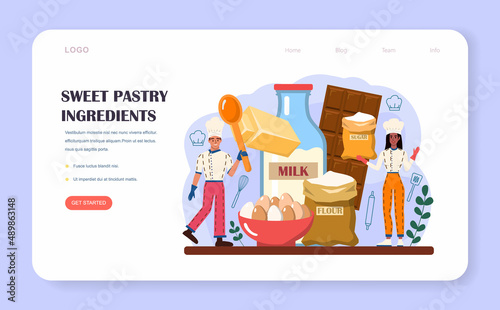 Confectioner web banner or landing page. Professional confectioner