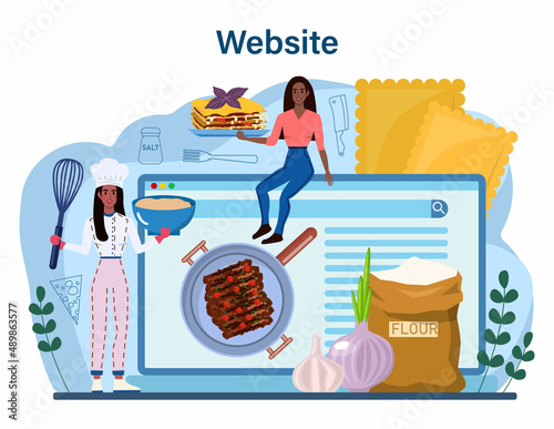 Tasty lasagna online service or platform. Italian delicious cuisine