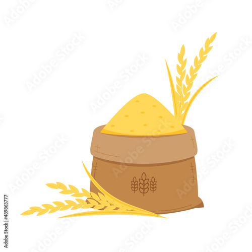 Rice sack cartoon vector. Rice bag. symbol. Paddy vector.
