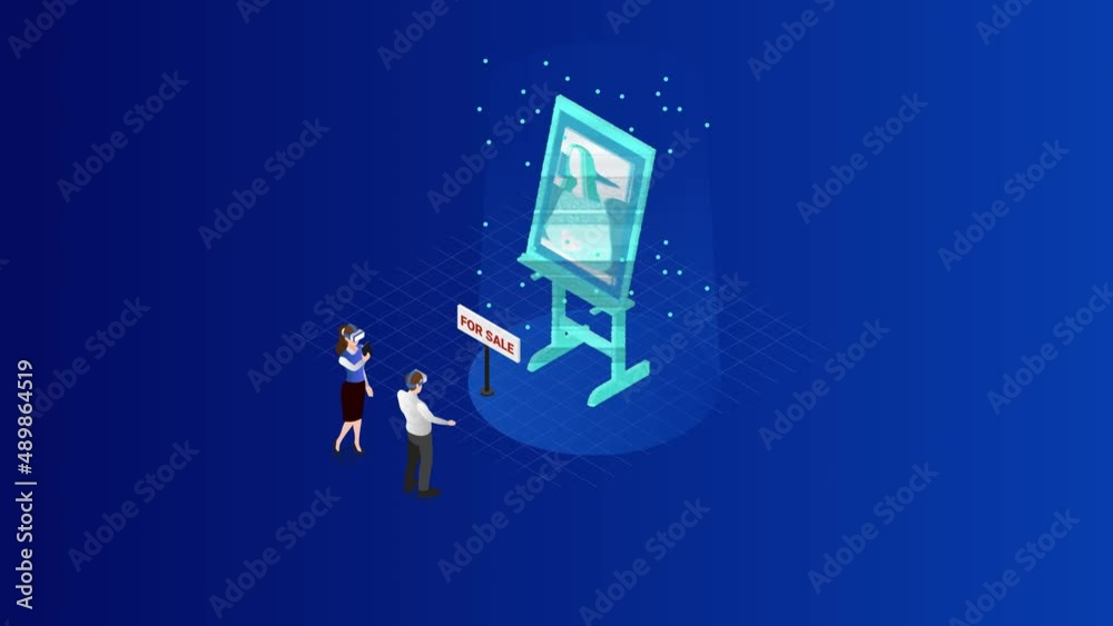Two people buying photographs in NFT marketplace