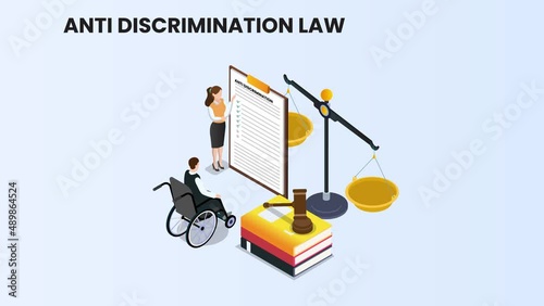 Two people looking at anti discrimination law photo