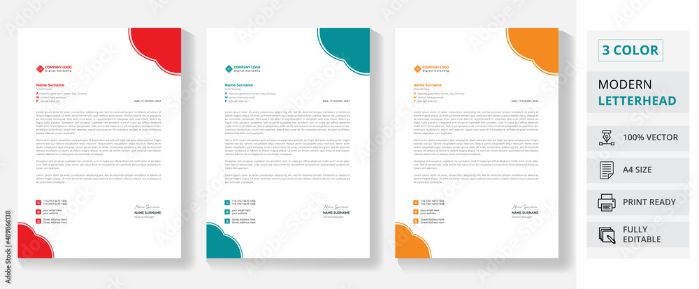 Abstract Corporate simple Business Style Letterhead Design. Print Ready letterhead Design