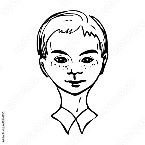 The human face is drawn by hand. Sketch of a male face.