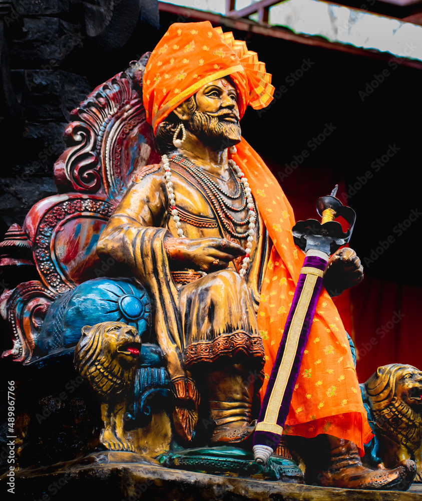 Chhatrapati Shivaji Maharaj (शिवाजी महाराज) Statue PUNE Stock Photo