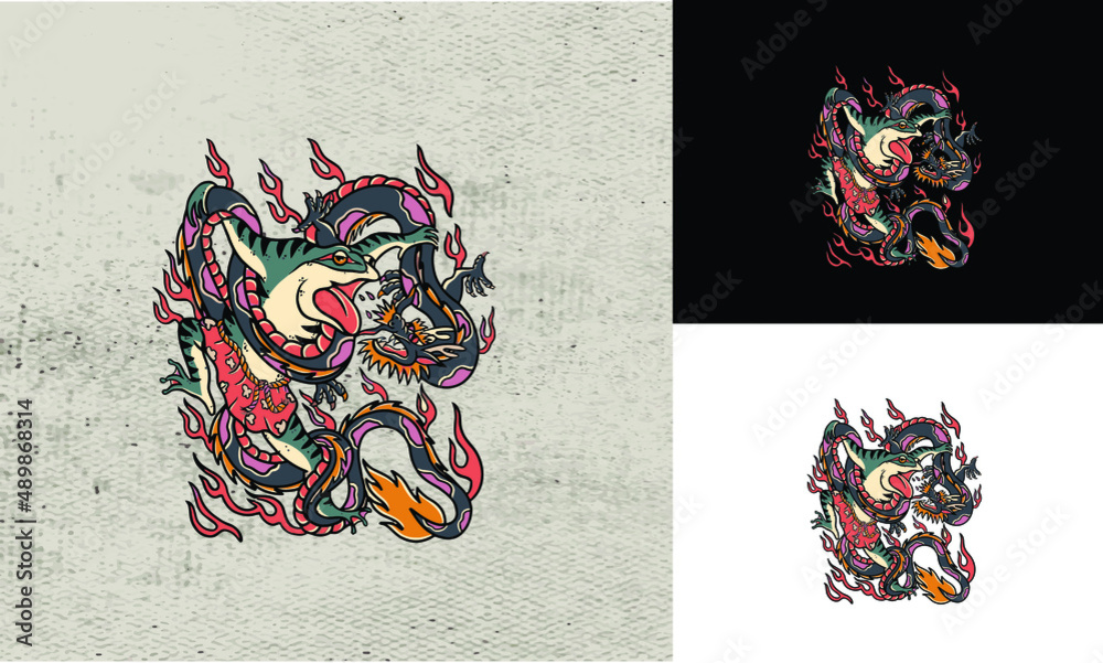 artwork design of frog and snake vector illustration Stock-Vektorgrafik