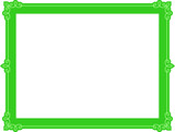 Vector border frame. Green background or album page. Simple rectangular horizontal billboard, card, plaque, signboard, sticker or label 