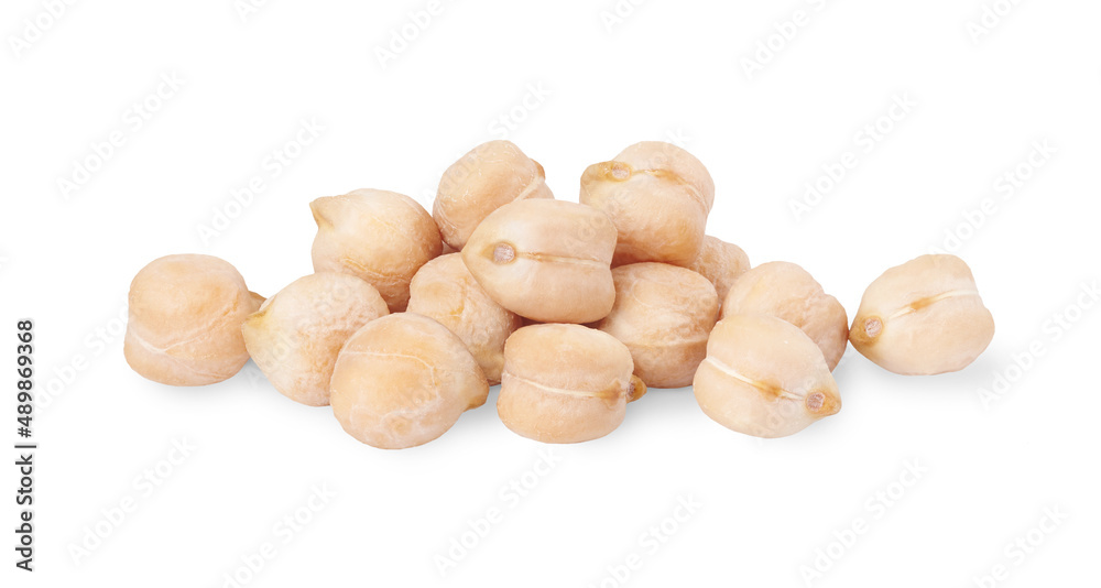 Heap of chickpeas isolated on white background.