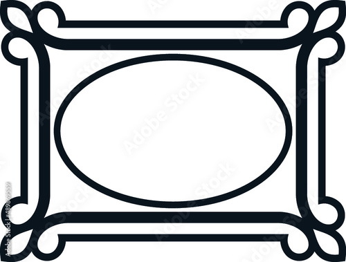 Retro oval photo frame. Vector vintage photographic portrait border 