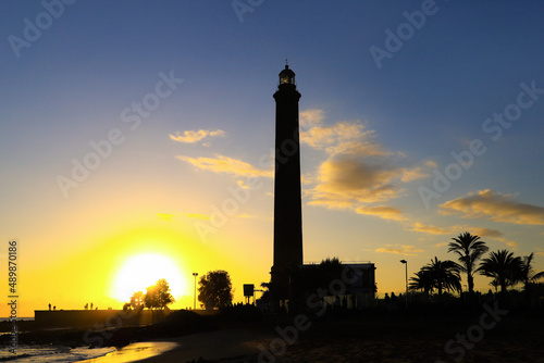 The Lighthouse in sunset in Maspalomas, Gran Canaria - Spain