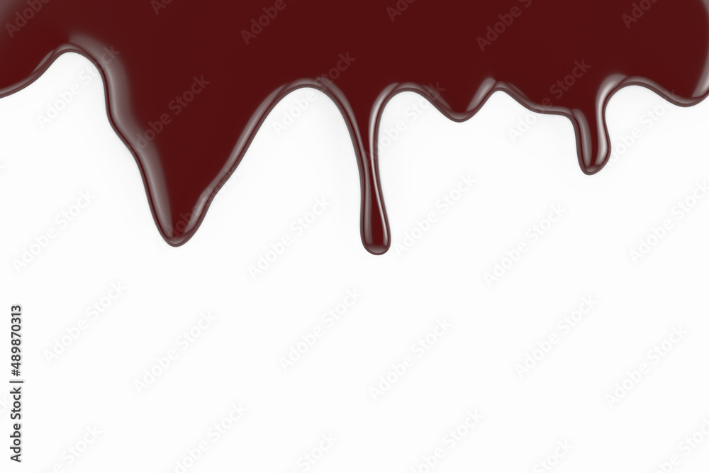 Melted Chocolate Syrup Leaking. 3d Rendering