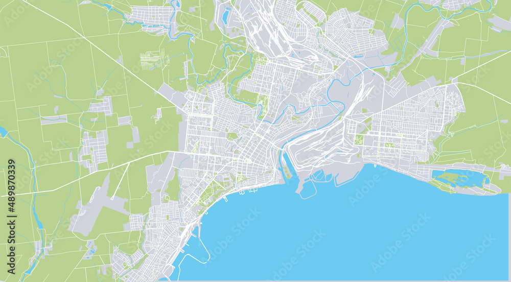 Urban vector city map of Marirpol, Ukraine, Europe