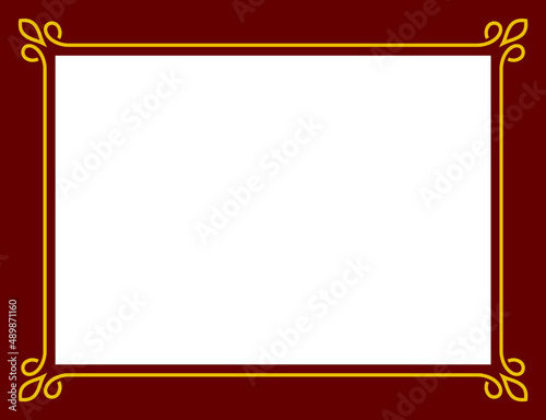 Vector border frame. Red yellow background or album page. Simple rectangular horizontal billboard, display window, web banner, card, plaque, signboard, sticker or label 