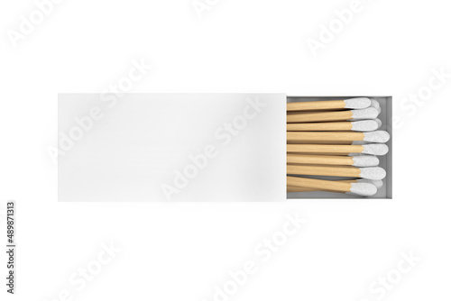 White Blank Box with Wooden White Head Matches. 3d Rendering