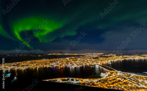 northern lights (aurora borealis ) above Tromso, Norway