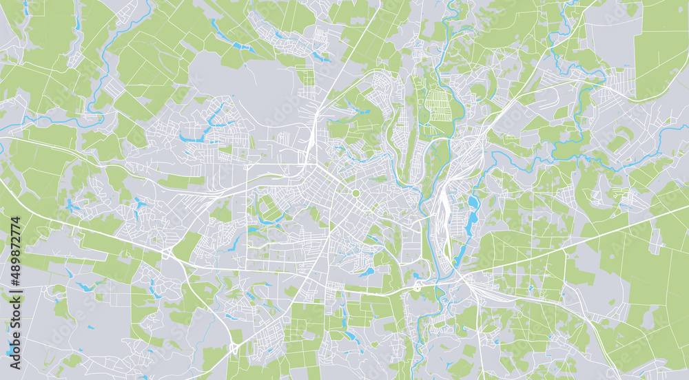 Urban vector city map of Poltava, Ukraine, Europe