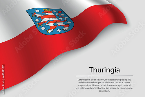 Wave flag of Thuringia is a state of Germany. Banner or ribbon
