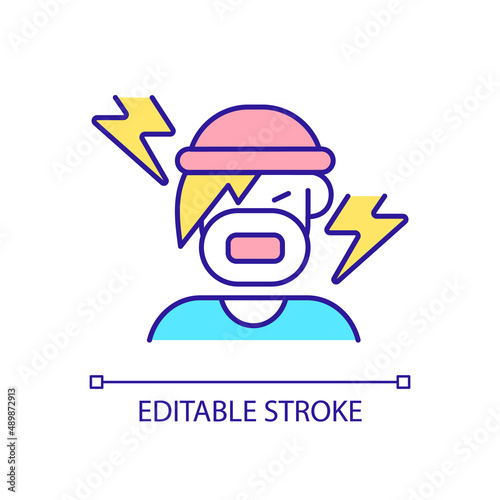 Stress and homelessness RGB color icon. Traumatic exposure. Mental health problems. Psychological effects. Isolated vector illustration. Simple filled line drawing. Editable stroke. Arial font used