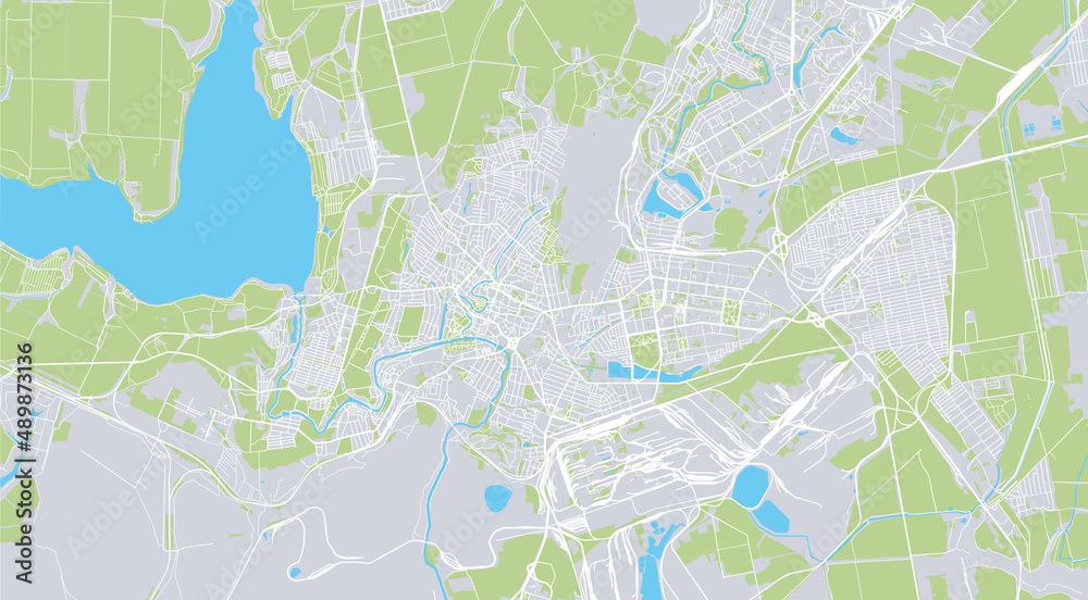 Urban vector city map of Kryvyi Rih, Ukraine, Europe